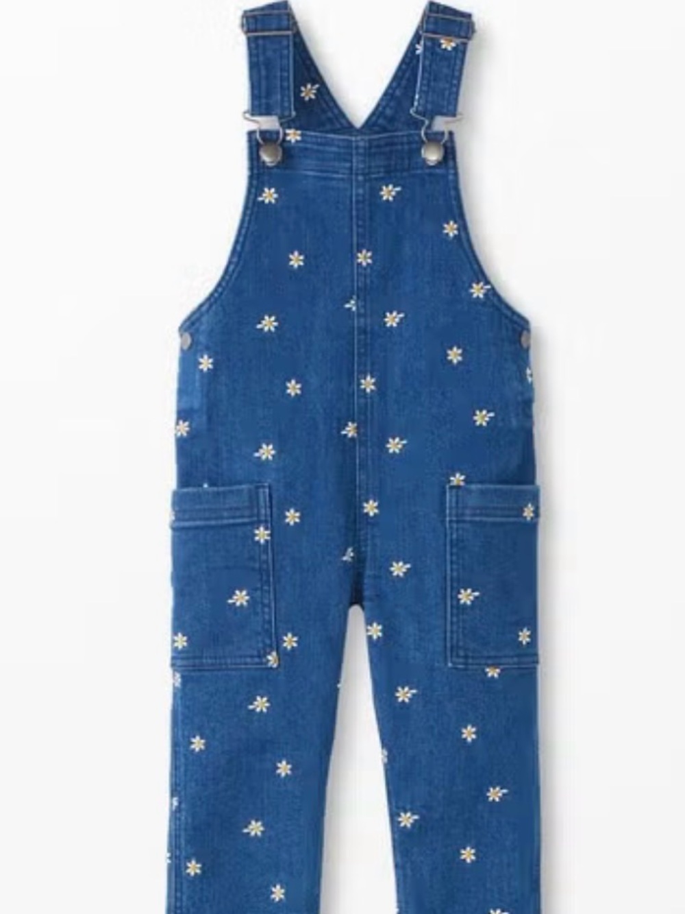 Hanna Andersson Blue Overalls with White Floral Design